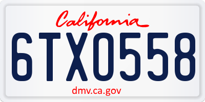 CA license plate 6TXO558