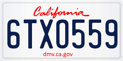CA license plate 6TXO559