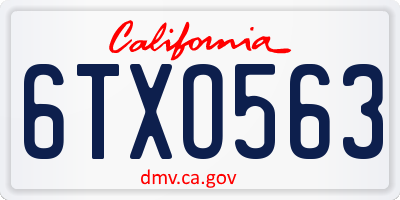 CA license plate 6TXO563