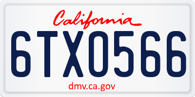 CA license plate 6TXO566