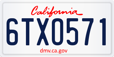 CA license plate 6TXO571