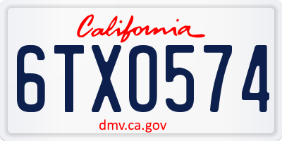 CA license plate 6TXO574