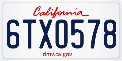 CA license plate 6TXO578