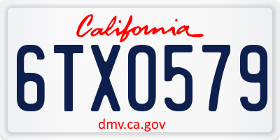 CA license plate 6TXO579