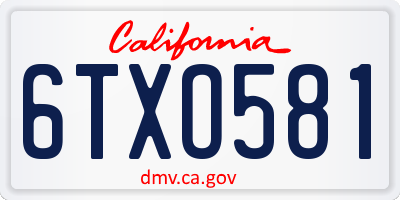 CA license plate 6TXO581