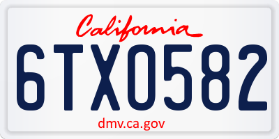 CA license plate 6TXO582