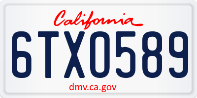 CA license plate 6TXO589