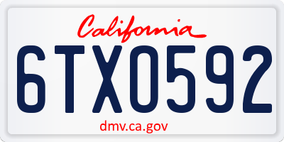 CA license plate 6TXO592