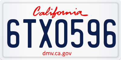 CA license plate 6TXO596