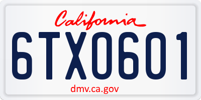 CA license plate 6TXO601