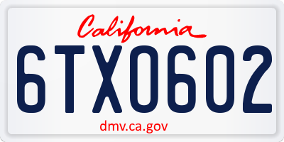 CA license plate 6TXO602