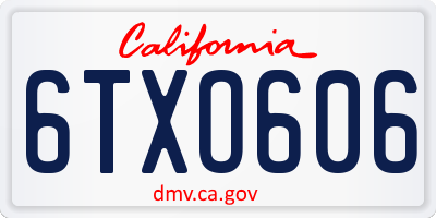 CA license plate 6TXO606