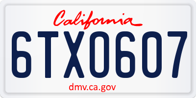 CA license plate 6TXO607