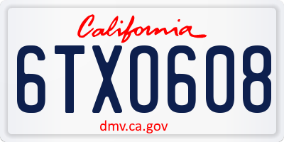 CA license plate 6TXO608