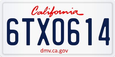 CA license plate 6TXO614