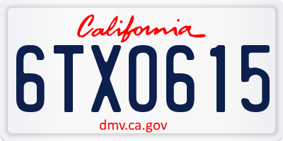 CA license plate 6TXO615