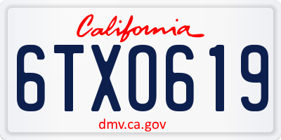 CA license plate 6TXO619