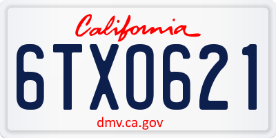 CA license plate 6TXO621