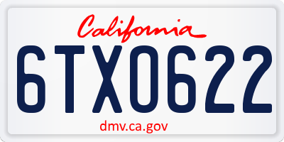 CA license plate 6TXO622