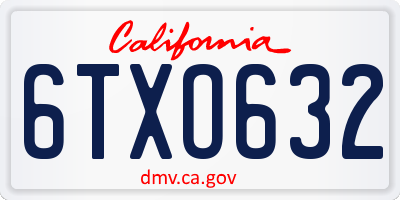 CA license plate 6TXO632