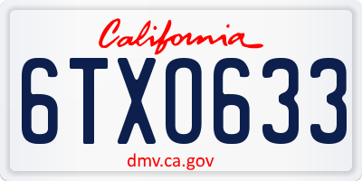 CA license plate 6TXO633