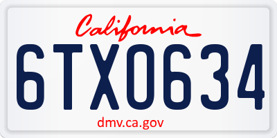 CA license plate 6TXO634