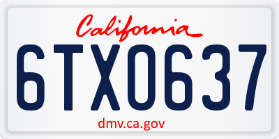 CA license plate 6TXO637