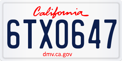 CA license plate 6TXO647