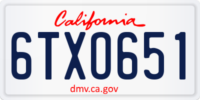 CA license plate 6TXO651