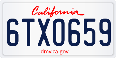 CA license plate 6TXO659