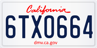 CA license plate 6TXO664