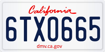 CA license plate 6TXO665