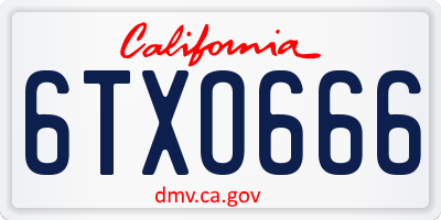 CA license plate 6TXO666