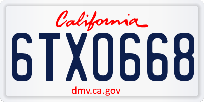 CA license plate 6TXO668