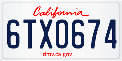 CA license plate 6TXO674