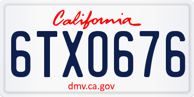 CA license plate 6TXO676