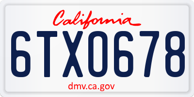 CA license plate 6TXO678