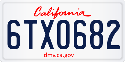 CA license plate 6TXO682