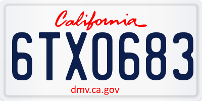 CA license plate 6TXO683