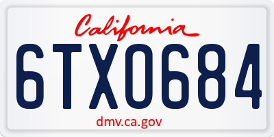 CA license plate 6TXO684