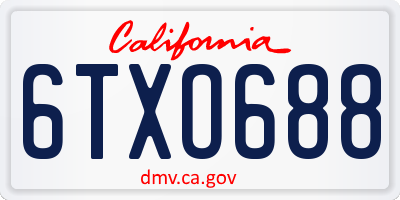 CA license plate 6TXO688