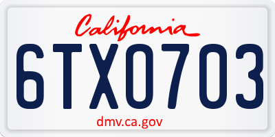 CA license plate 6TXO703