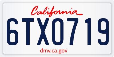 CA license plate 6TXO719