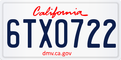 CA license plate 6TXO722