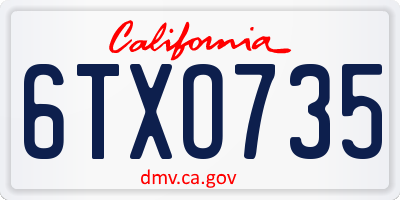 CA license plate 6TXO735