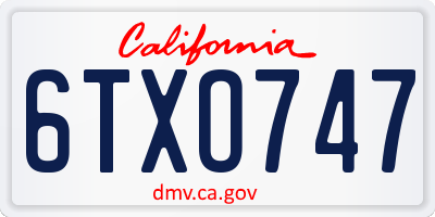 CA license plate 6TXO747