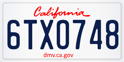 CA license plate 6TXO748