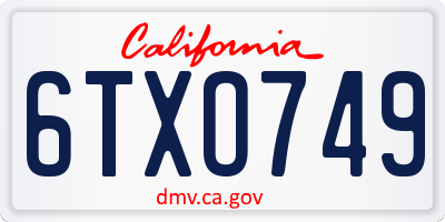 CA license plate 6TXO749