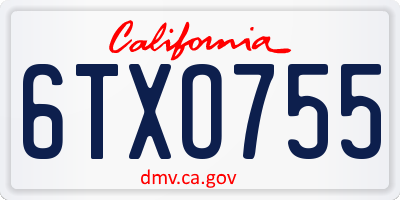CA license plate 6TXO755