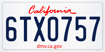 CA license plate 6TXO757